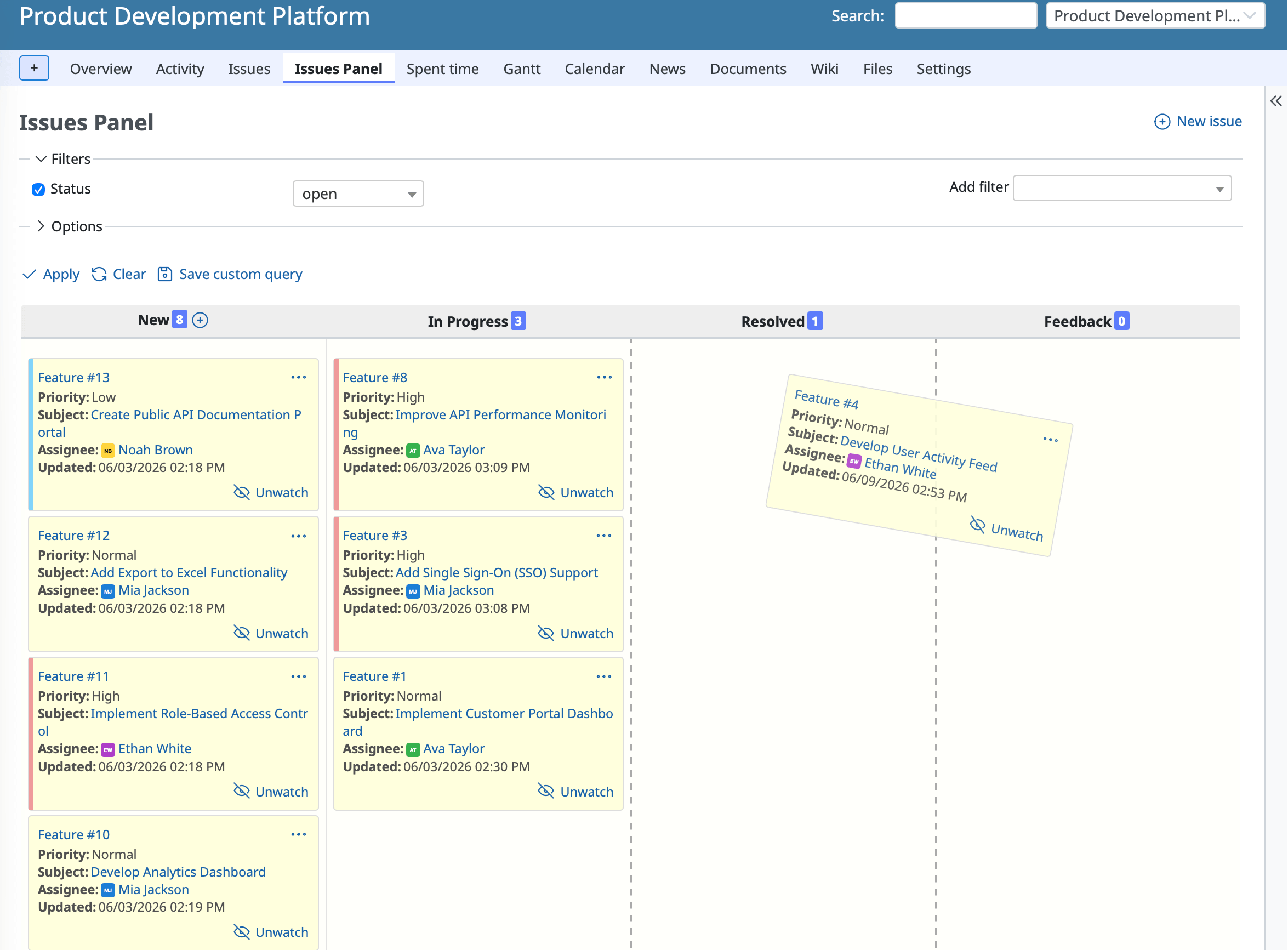 Issues Panel | My Redmine Global Edition